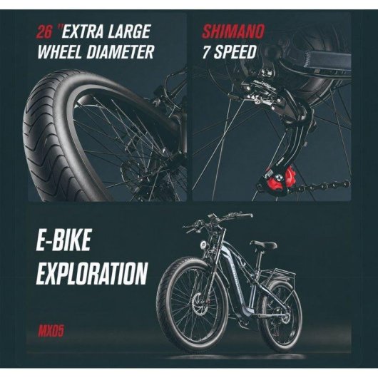 Vélo électrique Shengmilo MX05 500W 48V 17,5Ah pneus larges 26" suspension double
