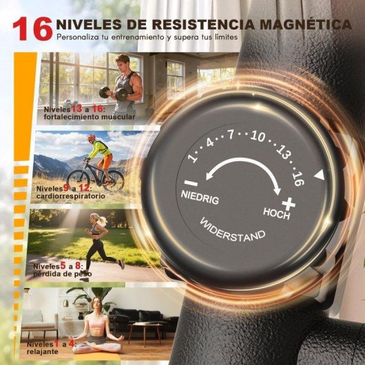 Bicicletta Ellittica HomeFitnessCode 10 kg volano 16 livelli resistenza