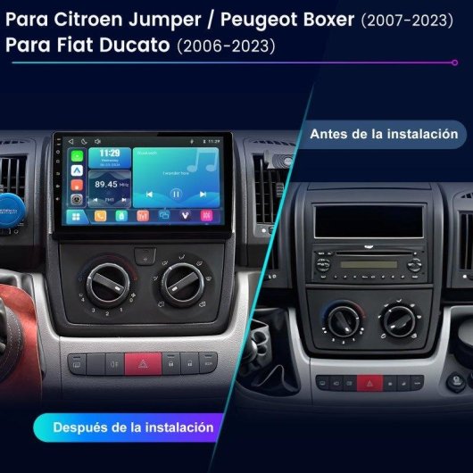 Autoradio 9" JUNSUN CarPlay Android Auto 2DIN Bluetooth Fiat Ducato 3 Peugeot Boxer 2 Citroen Jumper 2