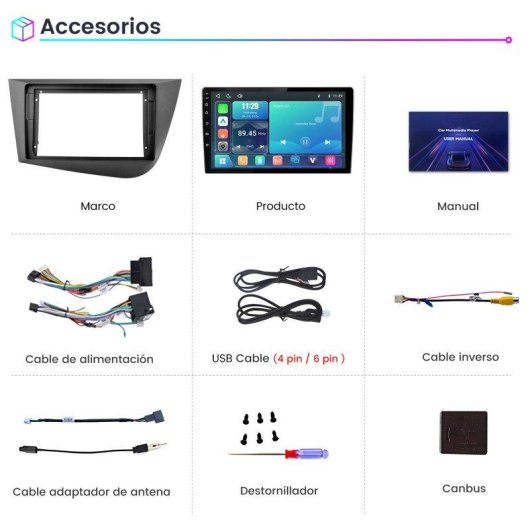 Autoradio JUNSUN Carplay Android Auto Seat Leon 2 SWC Bluetooth GPS