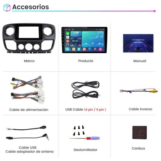 Autoradio CarPlay Android Auto JUNSUN Renault Master III Opel Movano NV400 SWC BT