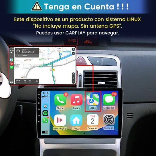 Autoradio JUNSUN Peugeot 307 CC CarPlay Android Auto Écran Tactile Bluetooth 5.0