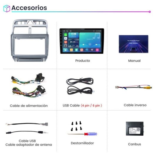 Autoradio JUNSUN Peugeot 307 CC CarPlay Android Auto Écran Tactile Bluetooth 5.0