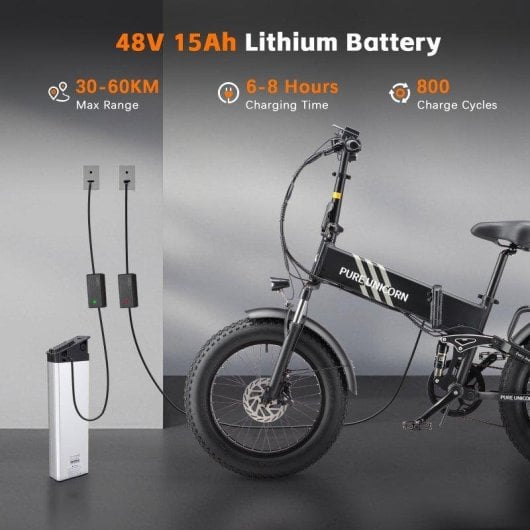 Bicicleta Elétrica PURE UNICORN U4 1000W 48V 15Ah 20x4.0 dobrável