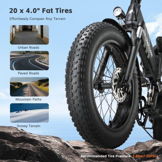 Bicicleta Elétrica PURE UNICORN U4 1000W 48V 15Ah 20x4.0 dobrável