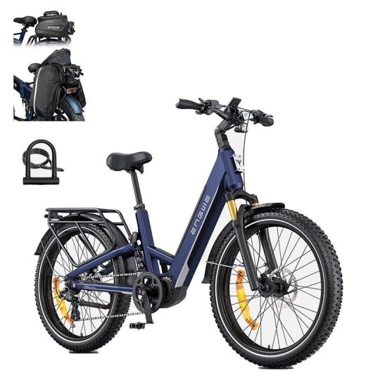 Bicicleta Eléctrica ENGWE E26 3.0 Pro 26" Azul Motor Central 250 W 100 Nm