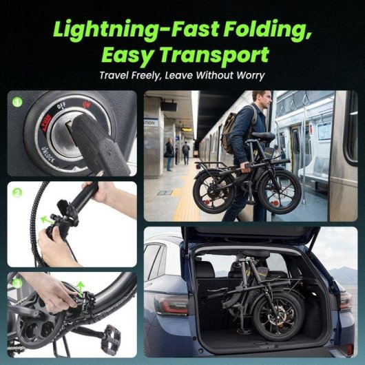 Bicicleta Eléctrica Plegable iScooter U4 500 W Batería 36 V 10,4 Ah hasta 90 km