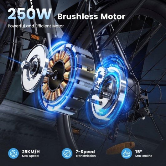 Bicicleta Eléctrica iScooter Ucity S 26" Motor 250 W Batería 36 V 13 Ah