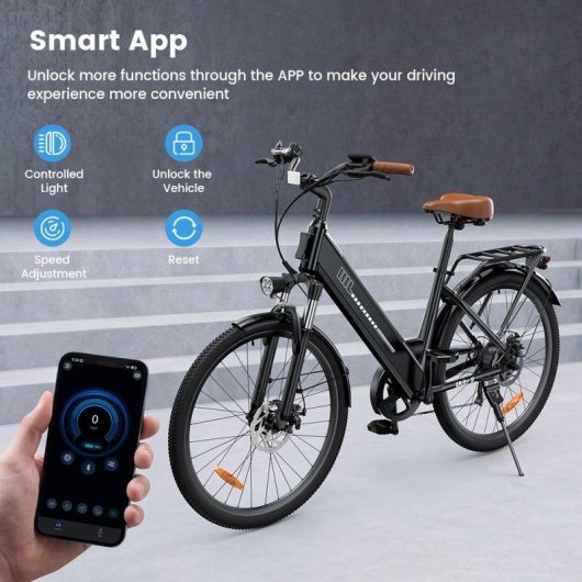 Bicicleta Eléctrica iScooter Ucity S 26" Motor 250 W Batería 36 V 13 Ah