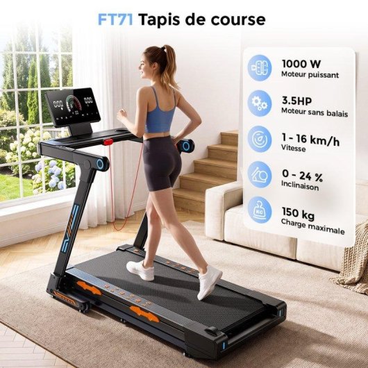 Cinta de correr Formill FT71 Motor 1000W Inclinación Automática 24% Pantalla Táctil