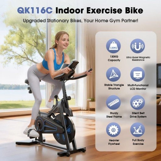 Bicicleta Estática Magnética Formill QK116C Volante 6 kg Pantalla LCD