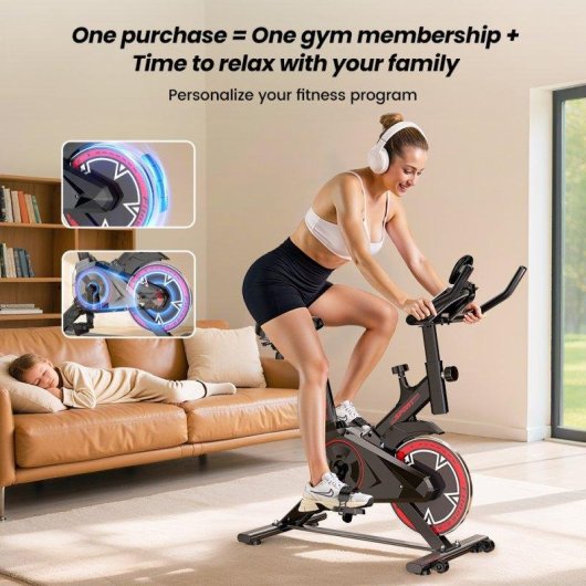Bicicleta Estática Formill QK101 Spinning 120 kg Monitor LCD Soporte Tablet