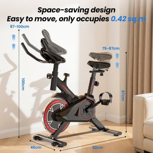 Bicicleta Estática Formill QK101 Spinning 120 kg Monitor LCD Soporte Tablet