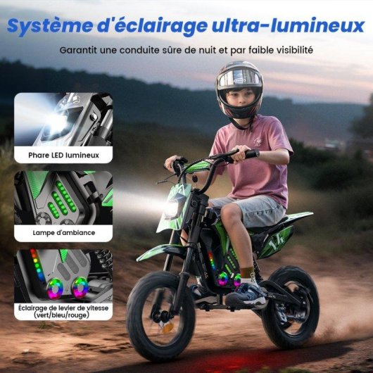 Motocicleta Eléctrica Infantil iScooter A14 500 W 27 km/h 14" Verde