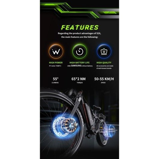 Velo electrique urbain DUOTTS S26 Double moteur 750W