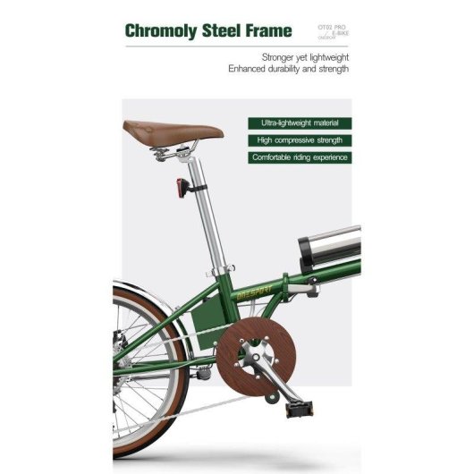 Velo electrique pliant OneSport OT02 Pro 250 W 20 pouces vert