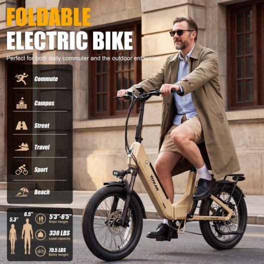 Velo electrique Vitilan U9 pliant 500 W 48 V 15 Ah blanc