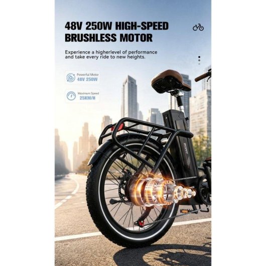 Bicicleta Eléctrica Plegable OneSport OT16 Pro 250W 48V 17Ah 20" Autonomía 120 km
