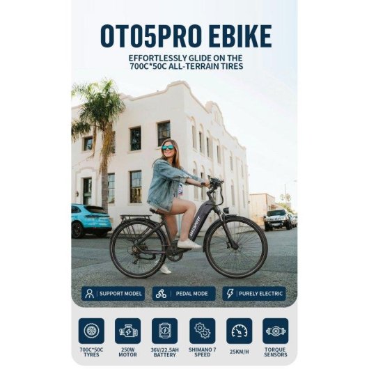 Bicicleta Eléctrica Onesport OT05 Pro Motor 250W Batería 36V 22,5Ah Todoterreno