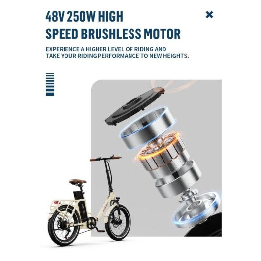 Vélo électrique OneSport OT16-2 pliable 250W batterie 48V 17Ah 20 pouces