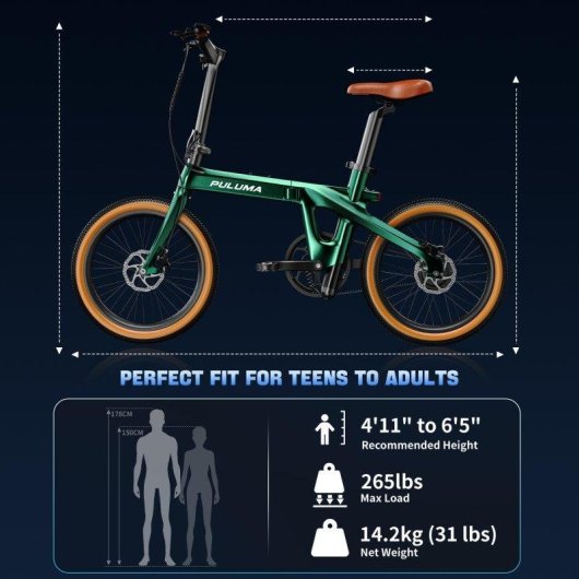Bicicletta Elettrica Urbana Puluma PT20 Pieghevole