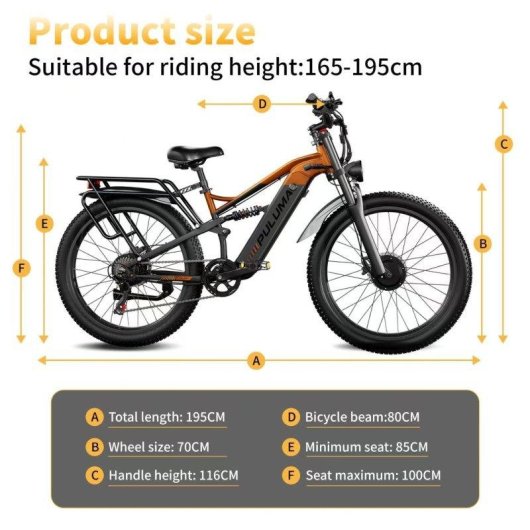 Vélo électrique Puluma PE86 Pro Double Moteur 500 W Batterie 48 V 20 Ah 26"