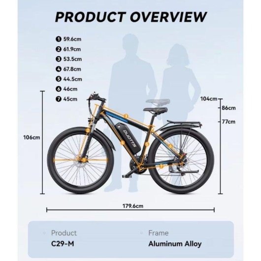 Velo electrique DUOTTS C29M 750 W 48 V 15 Ah 27,5 pouces