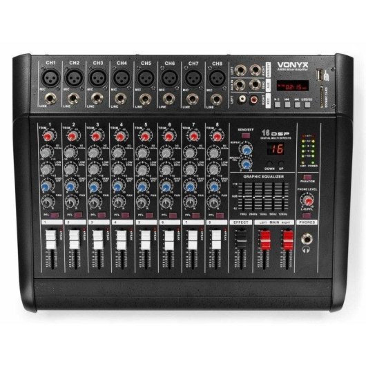 Mezclador Vonyx AM8A 8 Canales 1000 W Amplificador Integrado Bluetooth