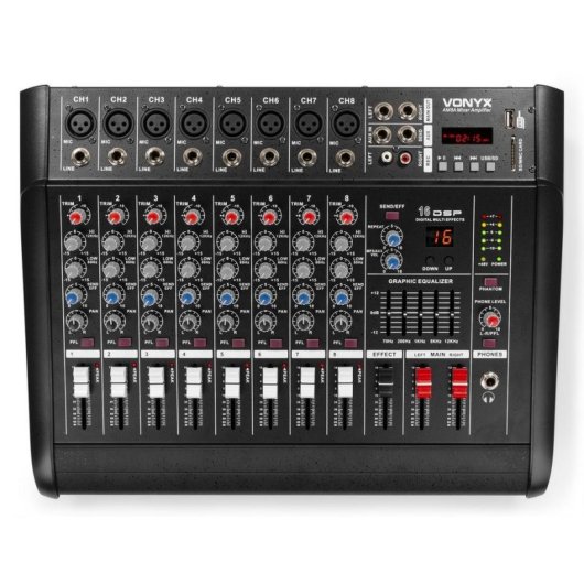 Mezclador Vonyx AM8A 8 Canales 1000 W Amplificador Integrado Bluetooth