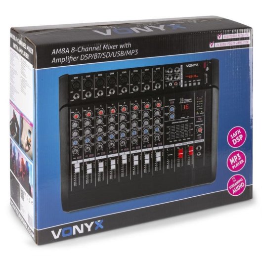 Mezclador Vonyx AM8A 8 Canales 1000 W Amplificador Integrado Bluetooth