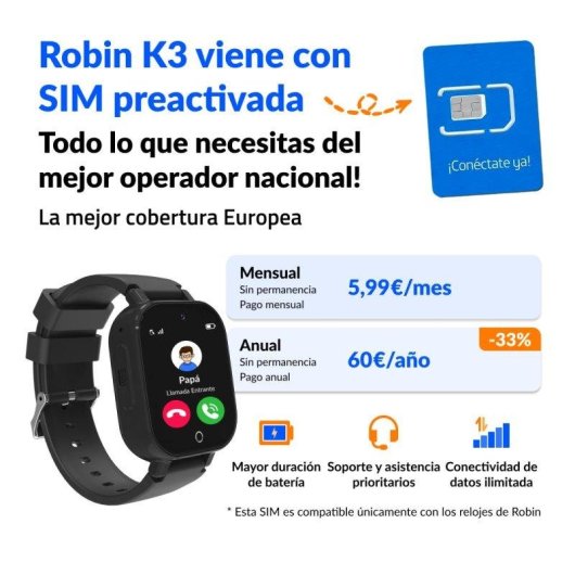 Robin Generation K3 GPS Preto SIM Chamadas para criancas