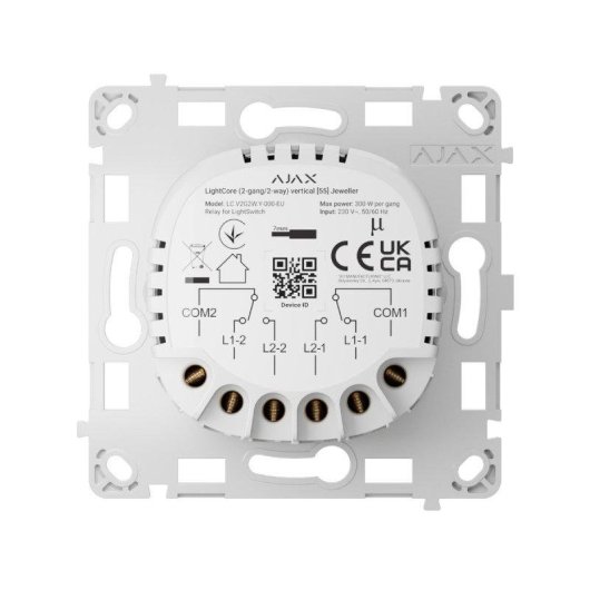 Interruptor inteligente Ajax LightCore doble conmutable Jeweller 868 MHz blanco