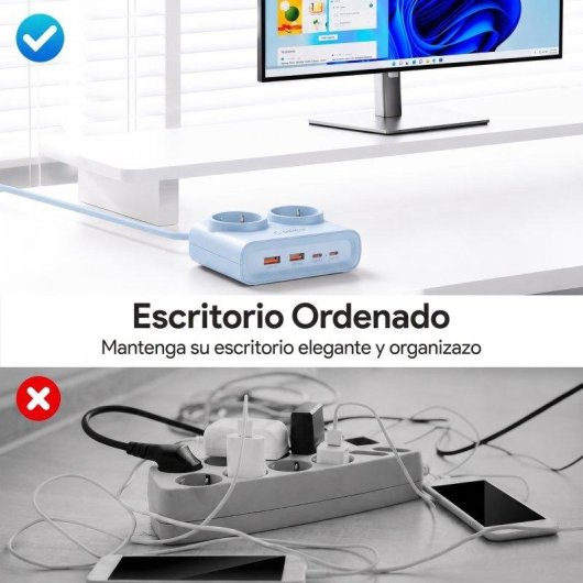 Regleta Orico PDC 2 tomas 2 USB-A 2 USB-C GaN 25 W