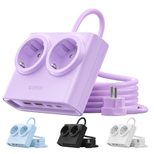 Regleta Orico PDC 2 tomas 2 USB-C 2 USB-A GaN 25 W 1,6 m