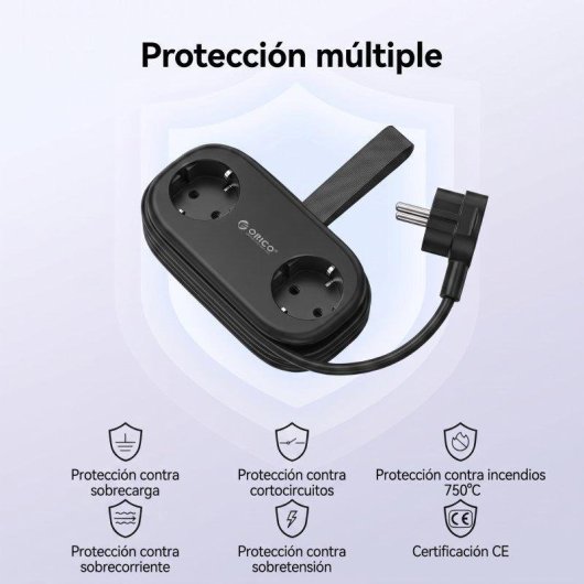 Régua de tomadas Orico AP3 5 em 1 2 USB-A 1 USB-C 20W compacta