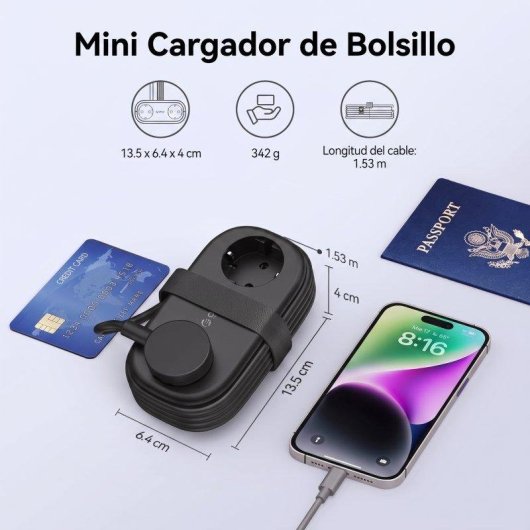 Régua de tomadas Orico AP3 5 em 1 2 USB-A 1 USB-C 20W compacta