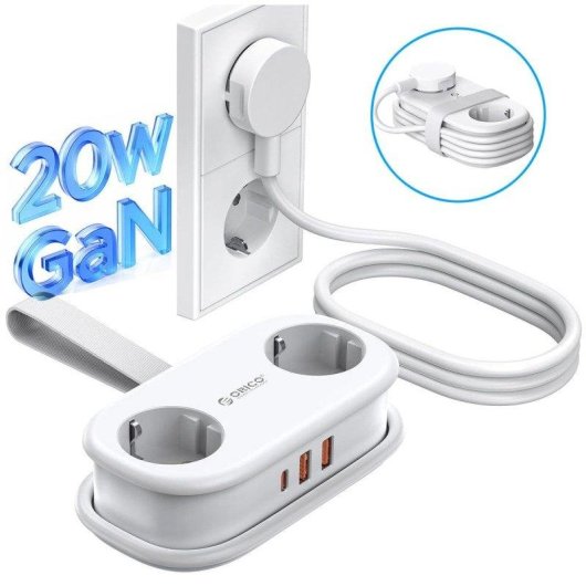 Regua Orico AP3 2 tomadas 2 USB-A USB-C 20 W