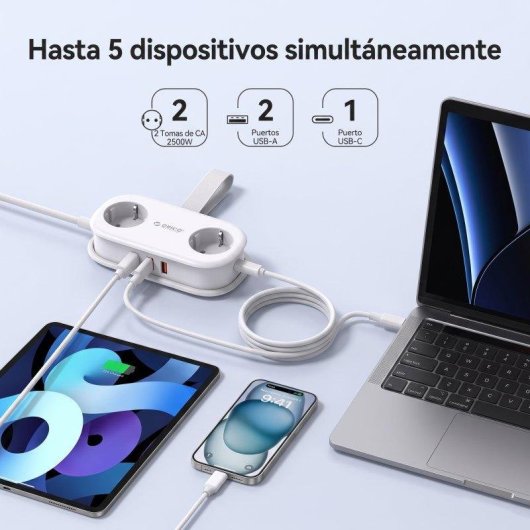 Regua Orico AP3 2 tomadas 2 USB-A USB-C 20 W