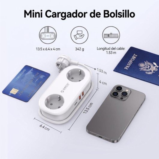 Regua Orico AP3 2 tomadas 2 USB-A USB-C 20 W
