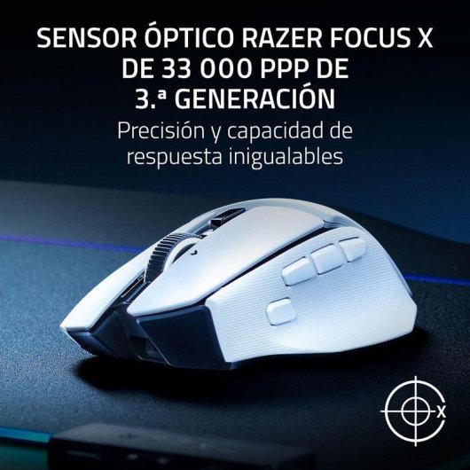 Souris Razer Basilisk V4 HyperSpeed Bluetooth RF 33000 DPI Blanc 12 Boutons