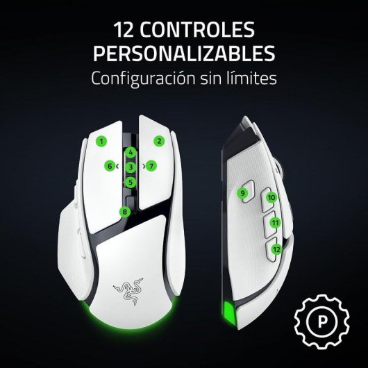 Souris Razer Basilisk V4 HyperSpeed Bluetooth RF 33000 DPI Blanc 12 Boutons