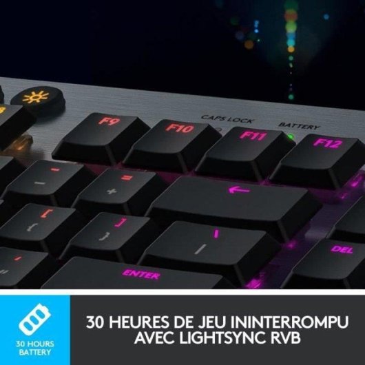 Tastatur Logitech G915 Lightspeed Gaming Kabellos GL Tactile AZERTY Schwarz