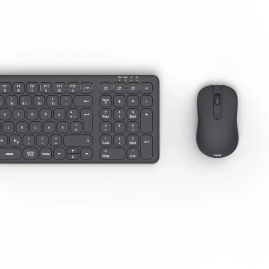 Tastatur Hama WKM-300 Slim Kabellos Schwarz Deutsch mit Maus