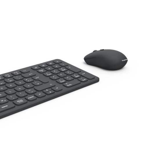 Tastatur Hama WKM-300 Slim Kabellos Schwarz Deutsch mit Maus
