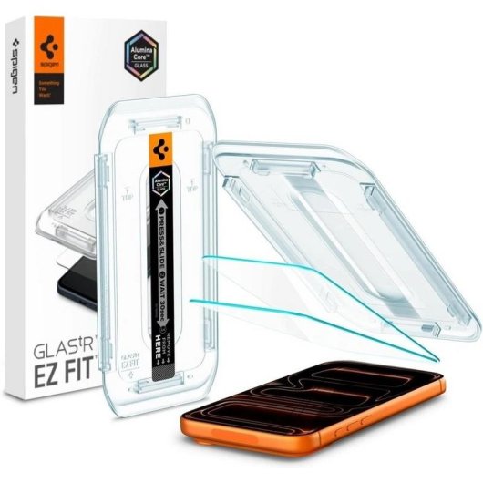 Spigen Glas.tR EZ Fit Pro Displayschutz fuer iPhone 18 Pro/17 Pro/16 Pro 2er Pack