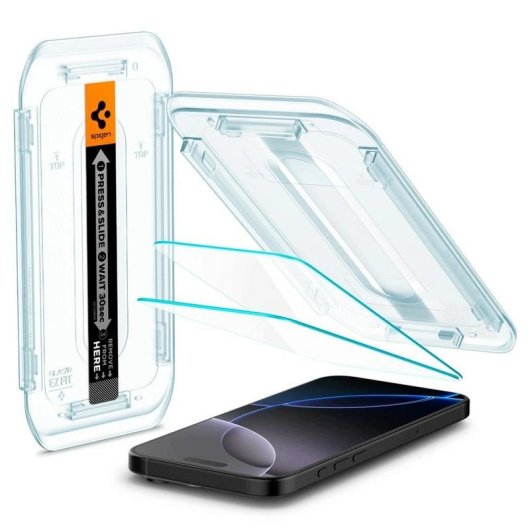 Spigen Glas.tR EZ Fit Pro Displayschutz fuer iPhone 18 Pro/17 Pro/16 Pro 2er Pack