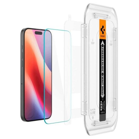 Spigen Glas.tR EZ Fit Pro Displayschutz fuer iPhone 18 Pro/17 Pro/16 Pro 2er Pack