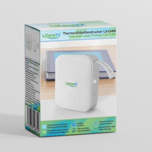 Impressora térmica Bluetooth Lifenaxx LX-048 para etiquetas personalizáveis