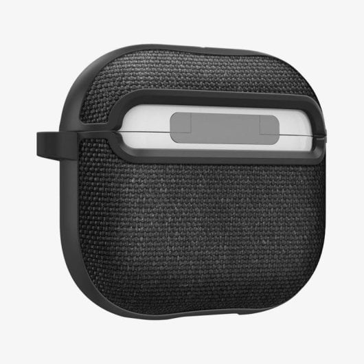 Funda Spigen Urban Fit AirPods 4 Policarbonato Microfibra Negro Carabiner