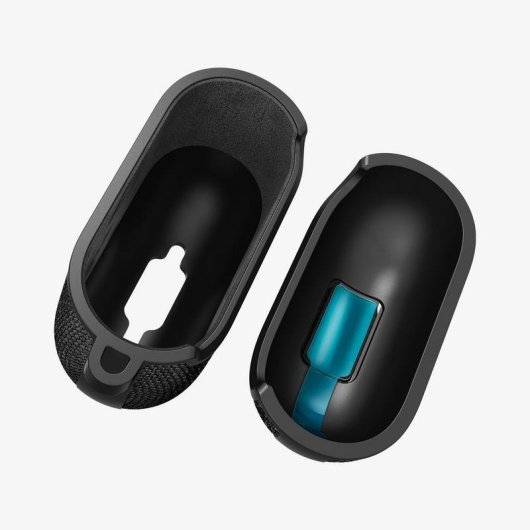 Funda Spigen Urban Fit AirPods 4 Policarbonato Microfibra Negro Carabiner